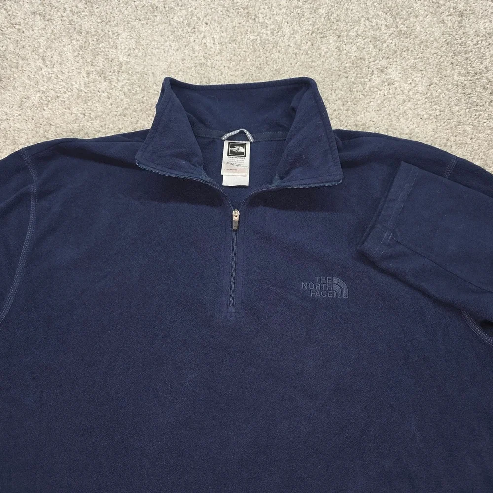 The North Face Mens TKA 100‎ Quarter Zip Fleece Pullover Navy Blue Large L/G